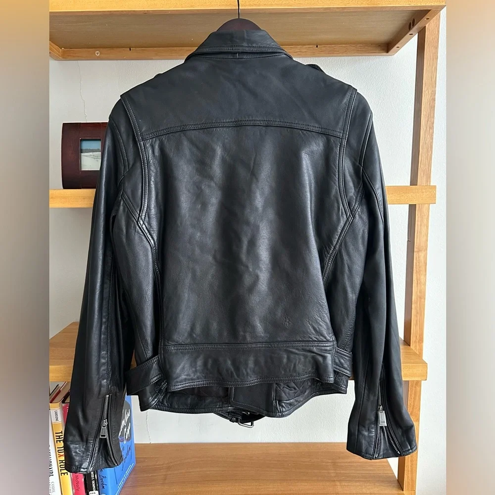 Polo Ralph Lauren Black Leather Biker Jacket - 100% Sheep Leather - size L - Picture 4 of 9